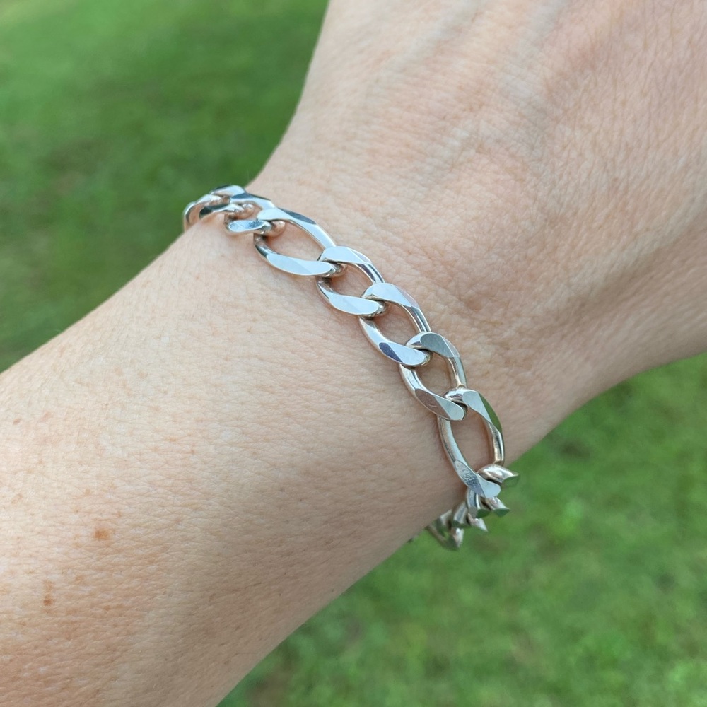 Figaro chain link bracelet .925 Sterling Silver made in Italy